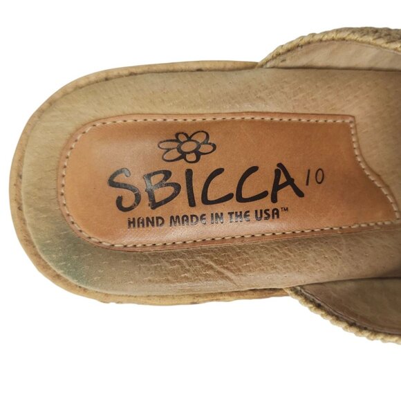Sbicca Platform Wedge Slide Sandal 10 Espadrille Casual Slip On Tan Natural - Picture 8 of 16
